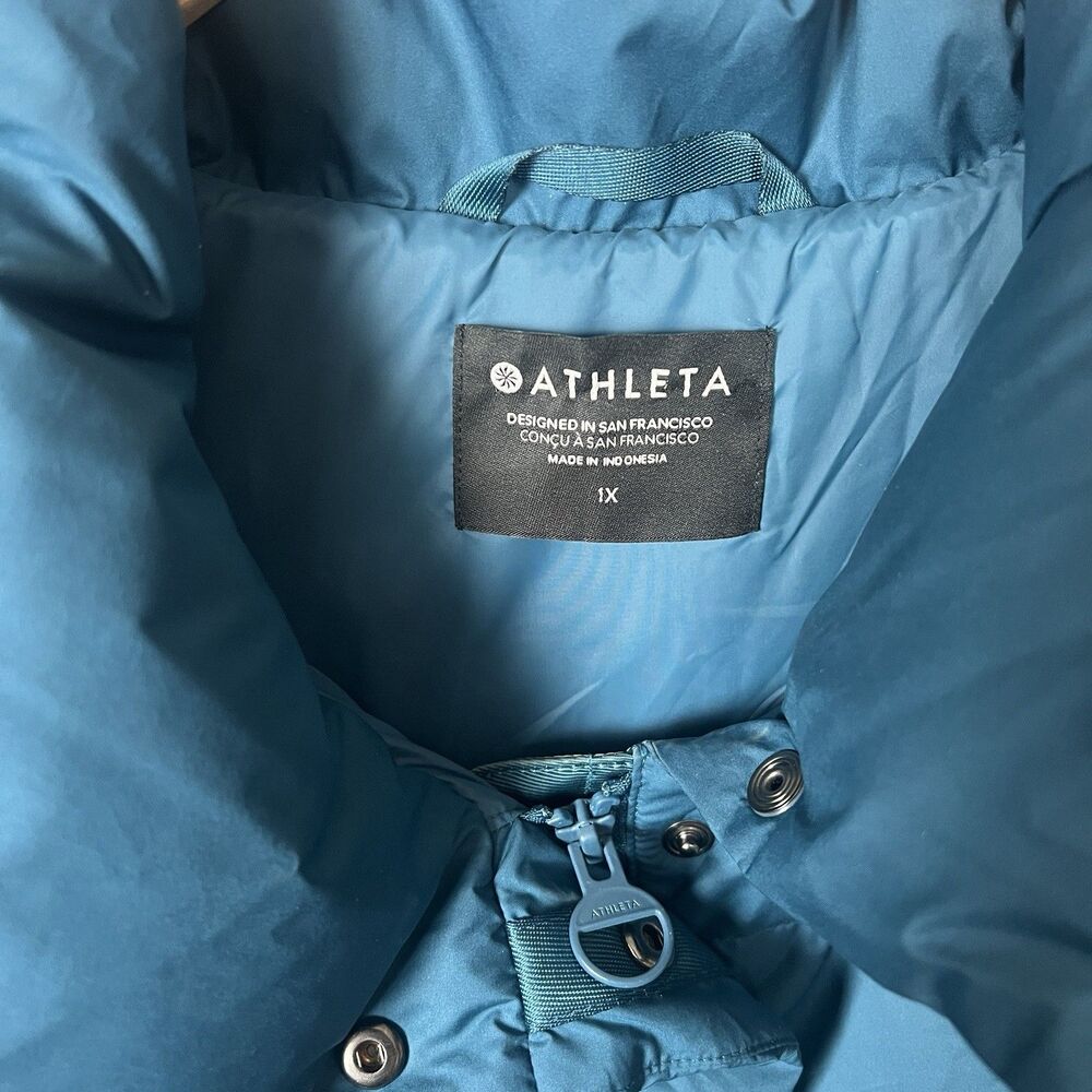 Athleta Downtown Down Puffer Vest Women’s XL Teal Full Zip - Picture 6 of 10